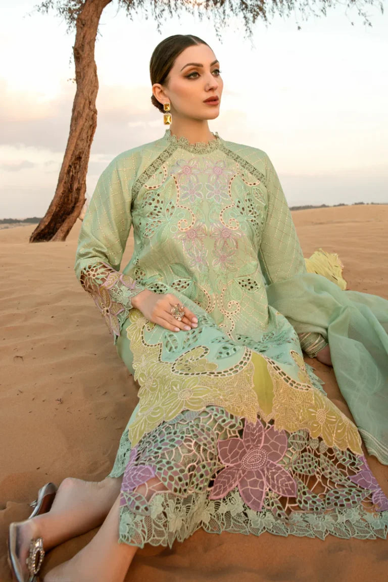 Green Semi-Stitched Heavy Pure Cotton Embroidery Pakistani Dress