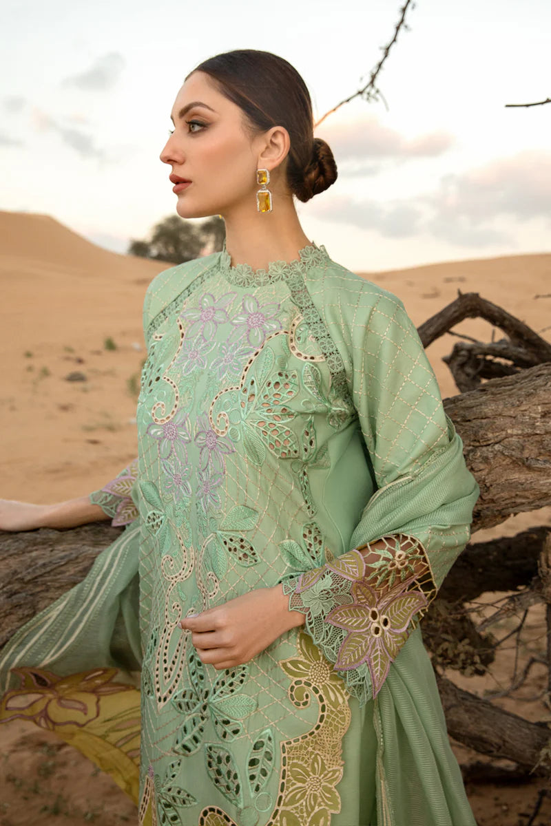 Green Semi-Stitched Heavy Pure Cotton Embroidery Pakistani Dress