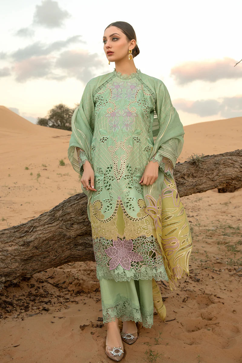 Green Semi-Stitched Heavy Pure Cotton Embroidery Pakistani Dress