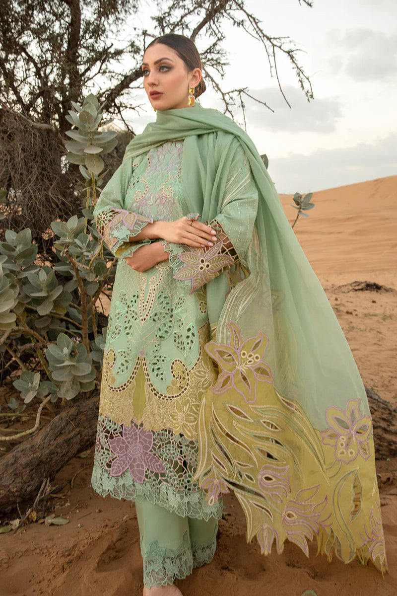 Green Semi-Stitched Heavy Pure Cotton Embroidery Pakistani Dress