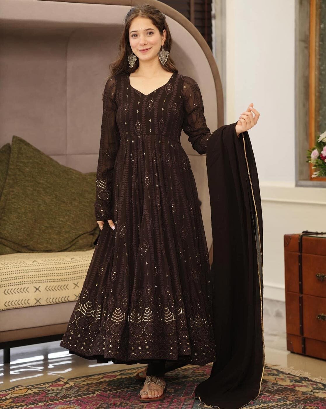 Embroidered Anarkali Kurta Set Elegant & Stylish Traditional Wear