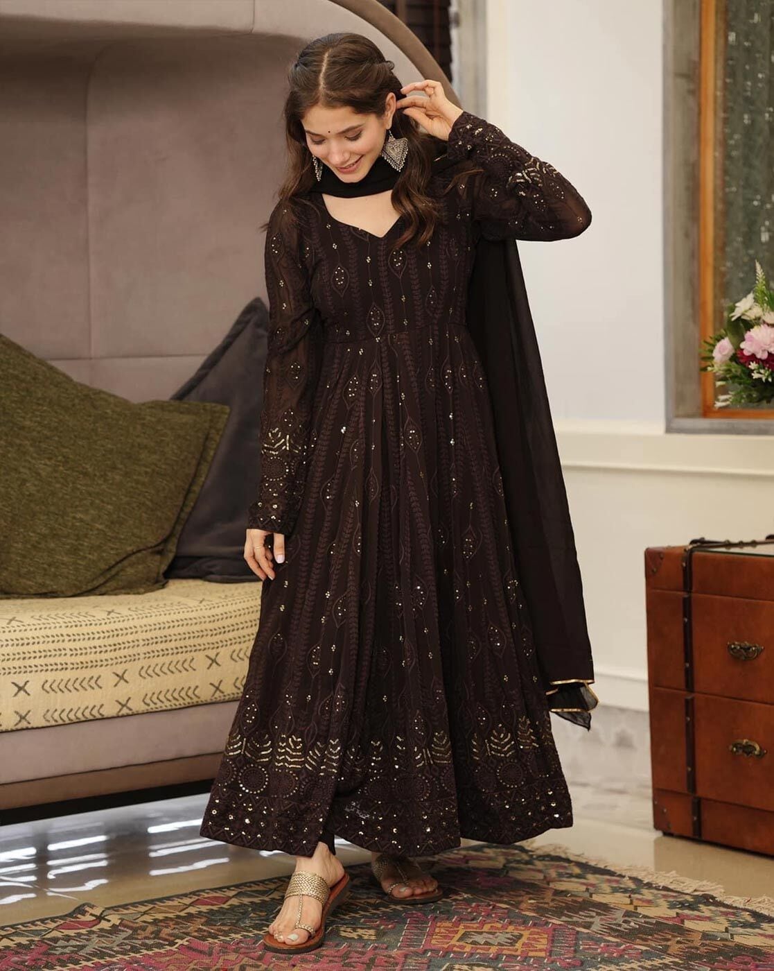 Embroidered Anarkali Kurta Set Elegant & Stylish Traditional Wear