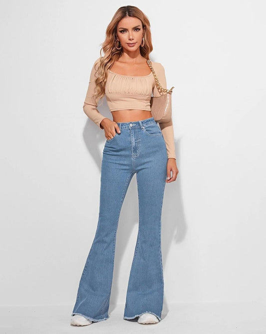 Lightly Washed High Rise Bootcut Jeans Classic Comfort & Timeless Style