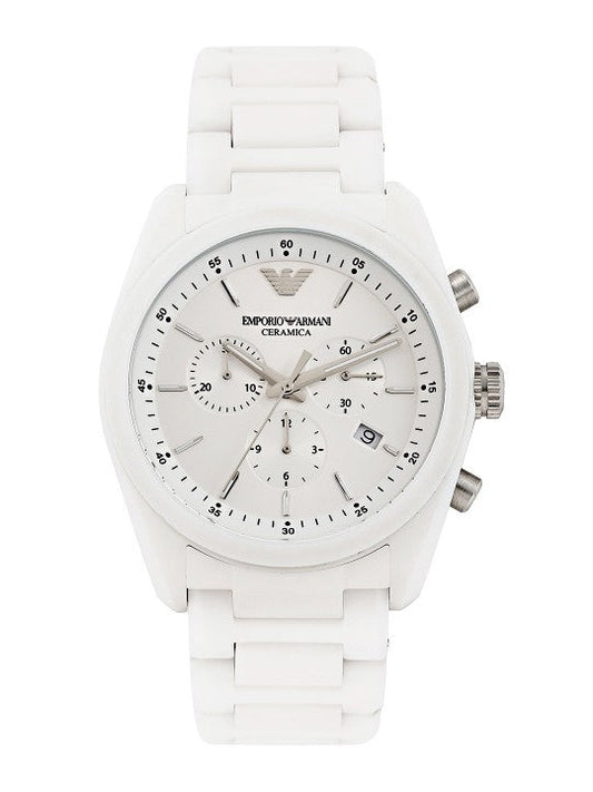 Men's White Chronograph Watch AR1493 – Stylish, Precision and Timeless Elegance