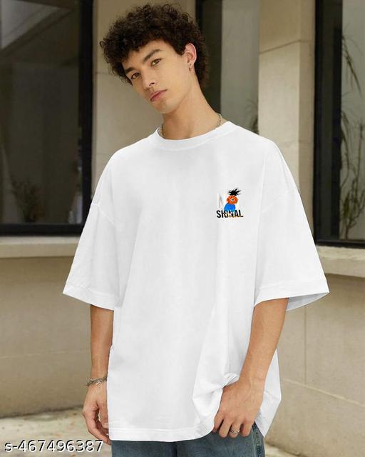 Men’s White Graphic Print T-Shirt Cotton Blend Regular Fit 3/4 Sleeves Casual Wear