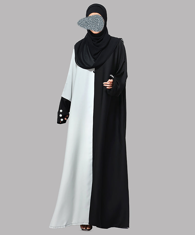 2 Tone Black Abaya Sophisticated Modest Wear with Contemporary Style