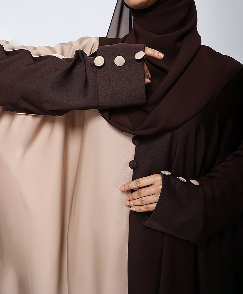 2 Tone Brown Abaya Elegant Modest Wear with Contemporary Style