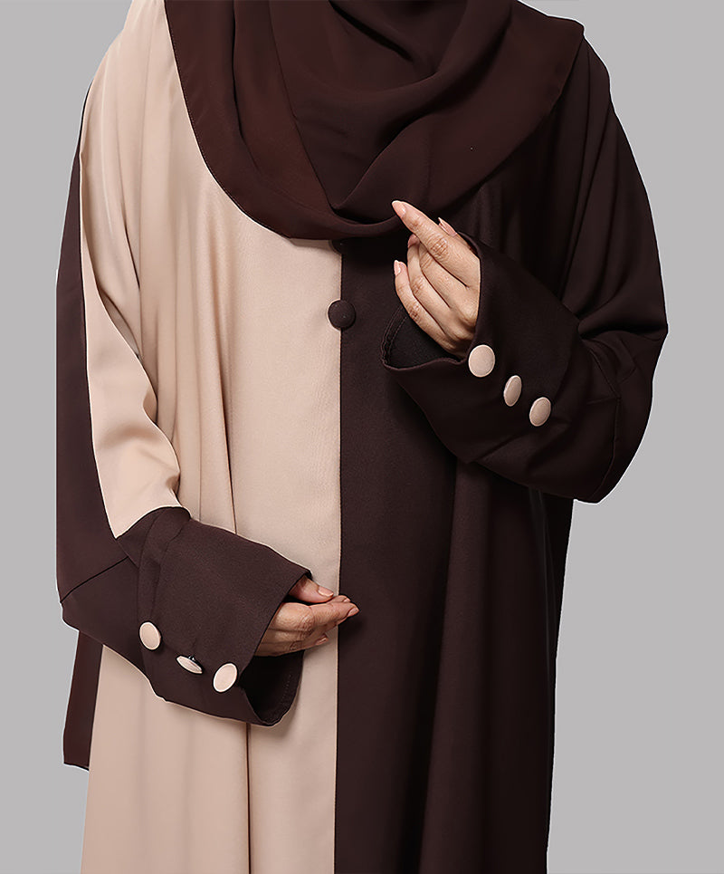 2 Tone Brown Abaya Elegant Modest Wear with Contemporary Style