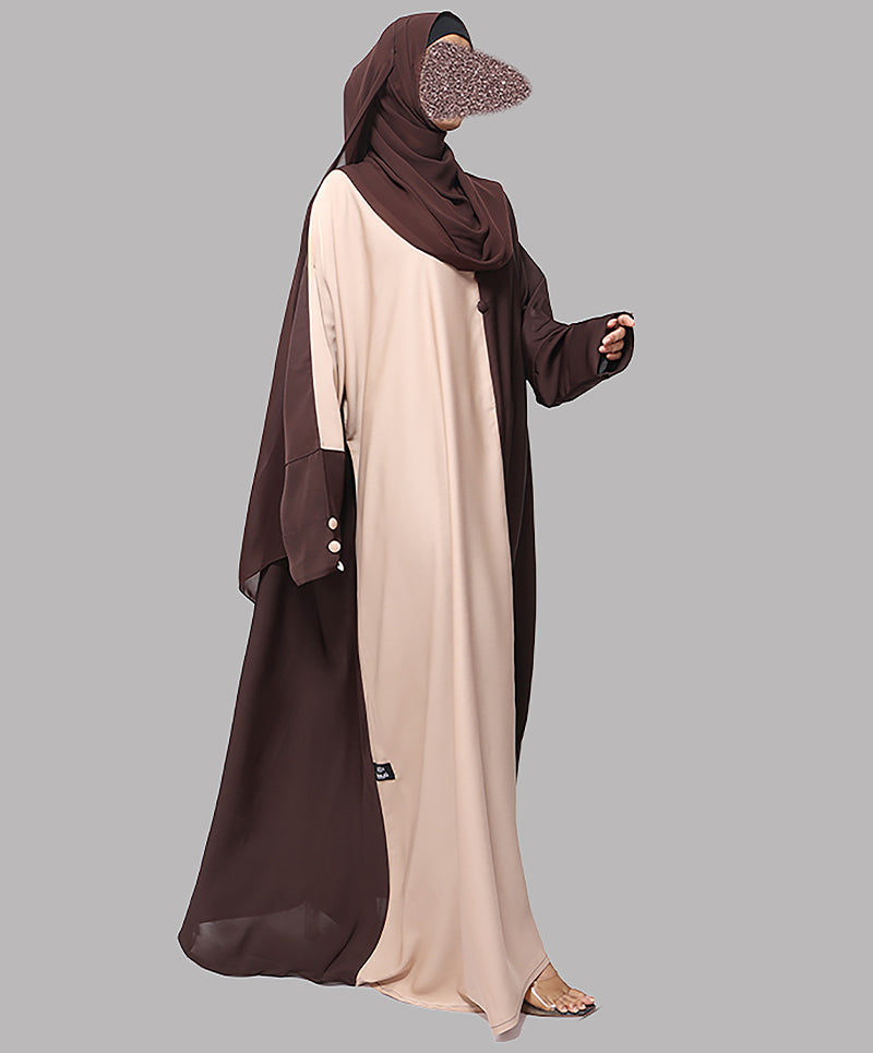 2 Tone Brown Abaya Elegant Modest Wear with Contemporary Style