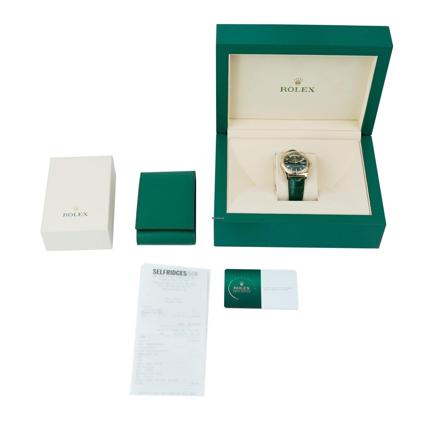 Exclusive 36mm Gold Timepiece Green Dial Elegance Serviced 2025 Collector’s Choice