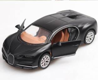 Premium Bugatti Black Diecast Metal Sports Toy Car Pullback Action Model Car for Kids & Collectors High-Quality Diecast Bugatti Car