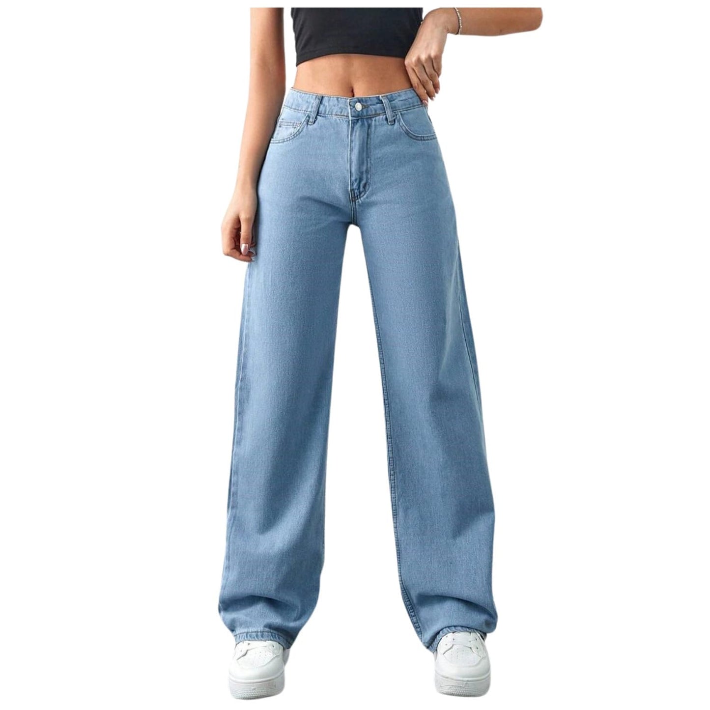 NUCOUTHS Women's Wide Leg High Waist Relaxed Fit Casual Jeans Effortless Comfort & Modern Style