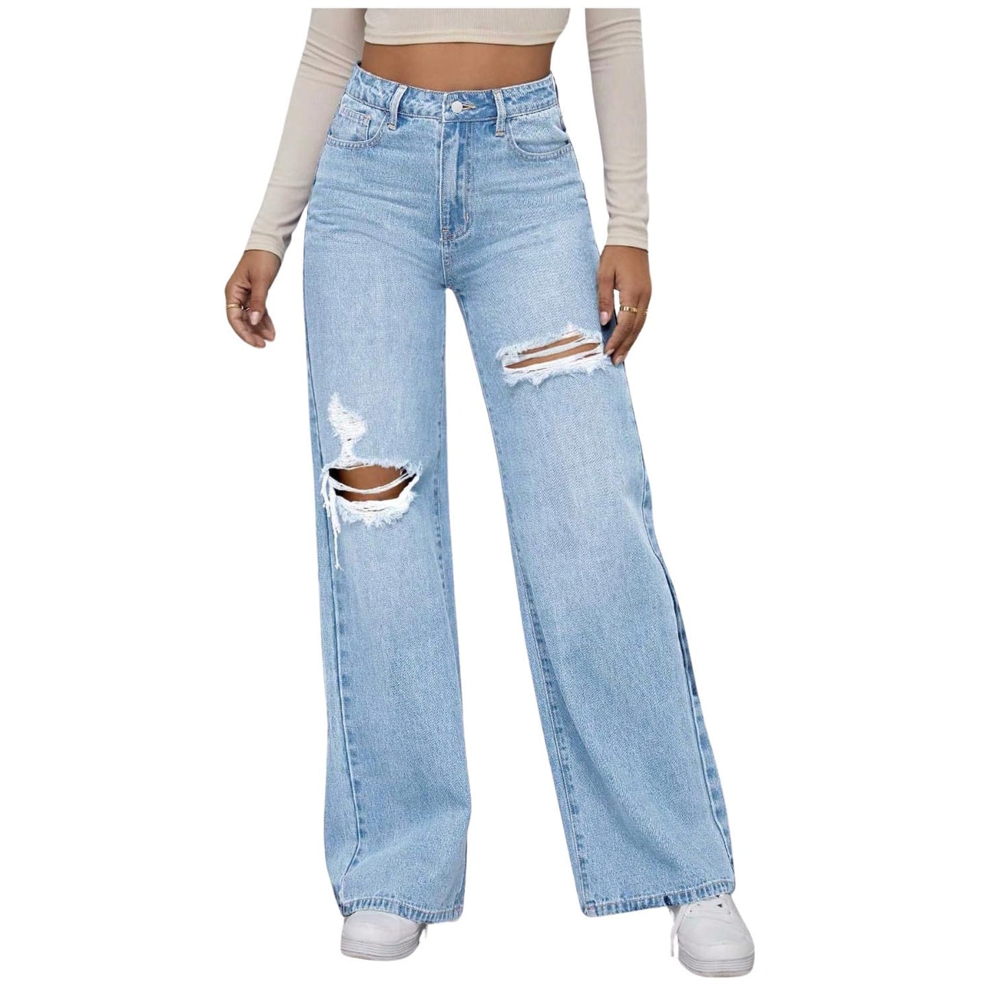 Women's Wide Leg High Waist Distressed Jeans Bold Style & Ultimate Comfort