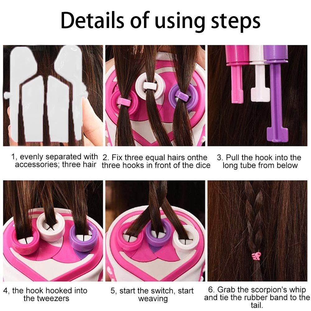 Automatic Electric Hair Braider & Twisting Tool DIY Hair Braiding Machine for Girls & Kids Fashion Salon Toy Kit Electric Rollers for Creative Hairstyles