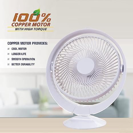 220V Portable Personal Table Fan 8-Inch Height 2-Speed Manual Operation Compact & Durable ABS Design for Home Office Kitchen & Outdoor Use