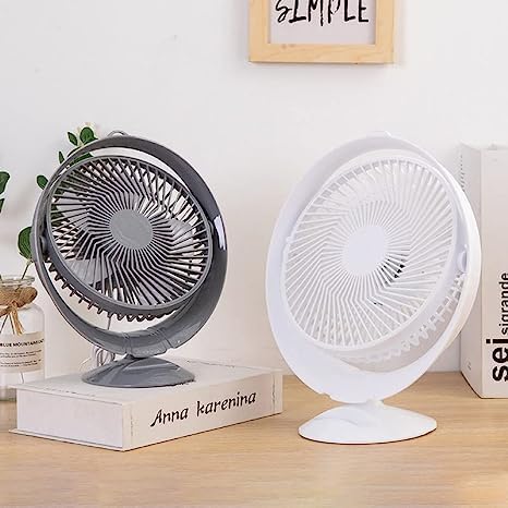 220V Portable Personal Table Fan 8-Inch Height 2-Speed Manual Operation Compact & Durable ABS Design for Home Office Kitchen & Outdoor Use