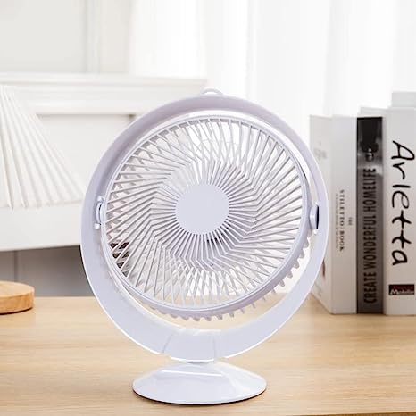 220V Portable Personal Table Fan 8-Inch Height 2-Speed Manual Operation Compact & Durable ABS Design for Home Office Kitchen & Outdoor Use