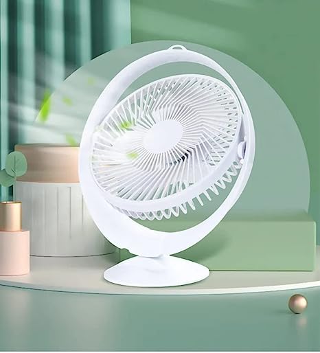 220V Portable Personal Table Fan 8-Inch Height 2-Speed Manual Operation Compact & Durable ABS Design for Home Office Kitchen & Outdoor Use