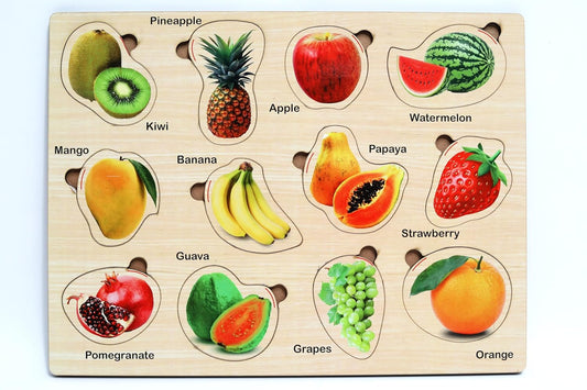 Fruits Jigsaw Puzzle for Kids Educational Puzzle Game to Teach About Fruits Safe & Durable Pre-School Toy Set of 1 Multicolor Fruit Puzzle for Toddlers