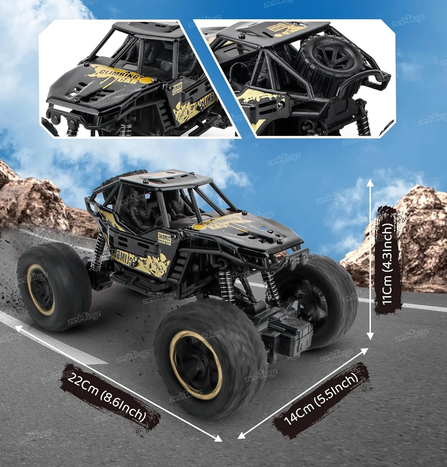 2 Toy Combo Smoke Rock Crawler Monster RC Truck, Cash Spray Car Vehicle Toy