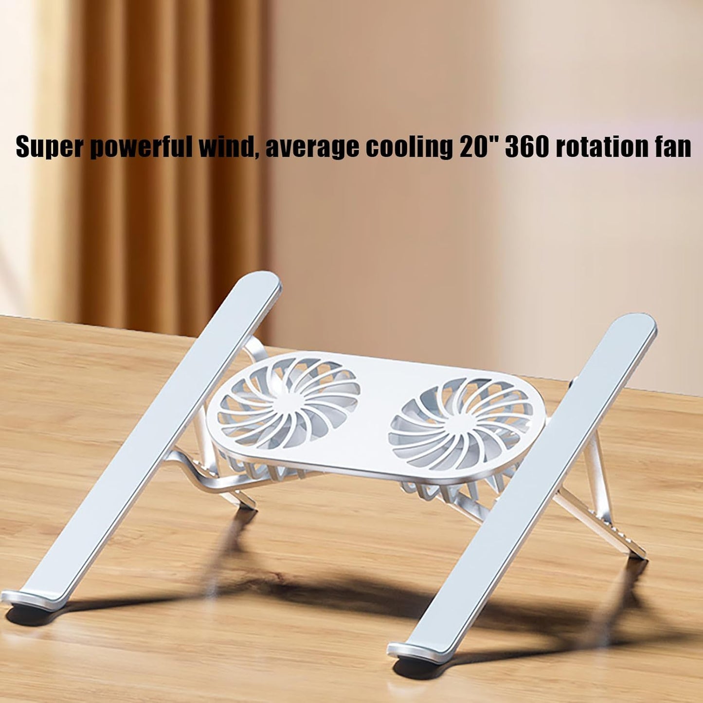 Foldable Laptop Stand with Dual Fans 13-21” Cooling Pad Adjustable & 360° Rotating