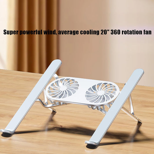 Foldable Laptop Stand with Dual Fans 13-21” Cooling Pad Adjustable & 360° Rotating