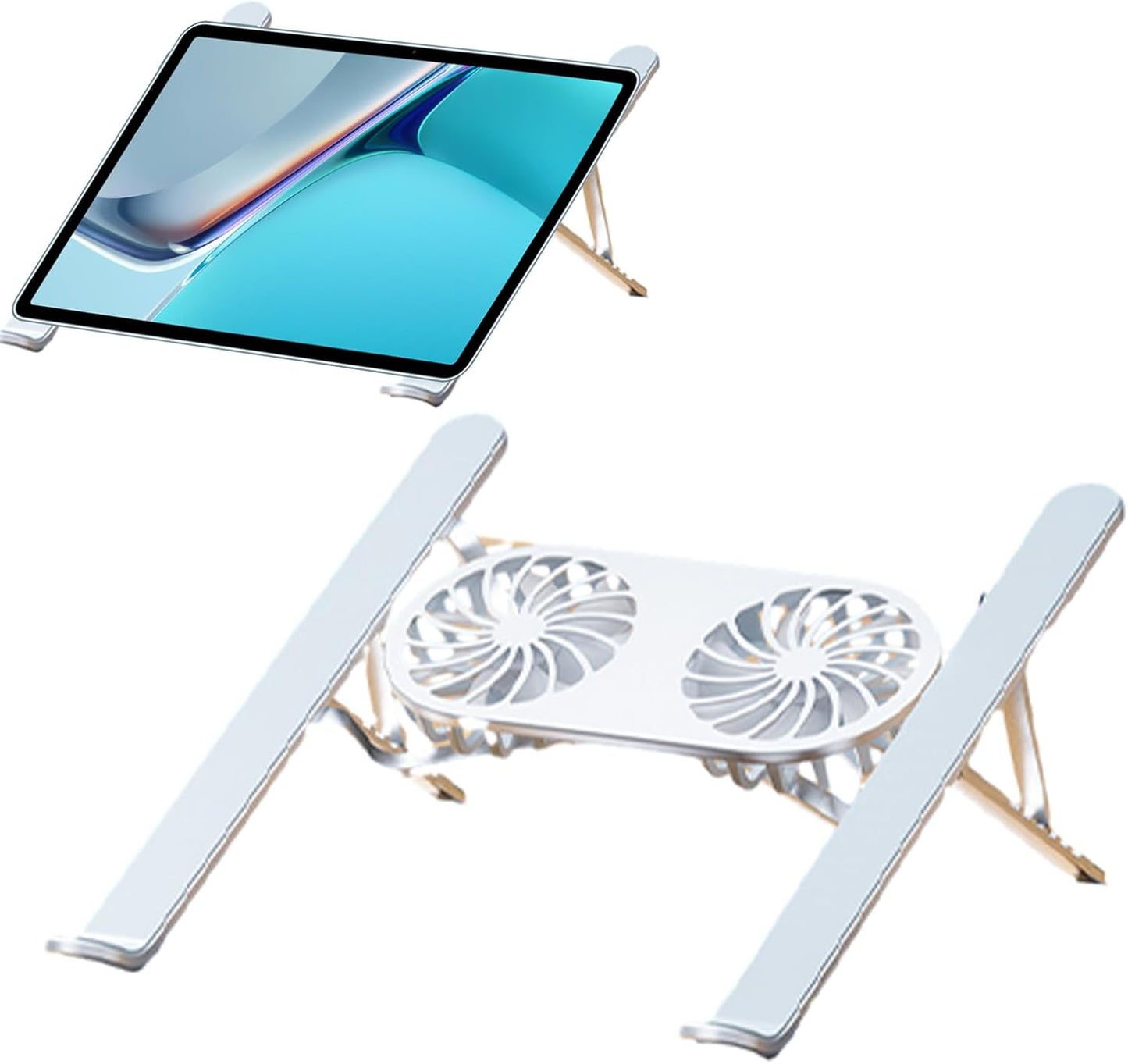 Foldable Laptop Stand with Dual Fans 13-21” Cooling Pad Adjustable & 360° Rotating