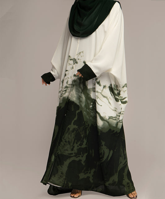 Smokey 4 Piece Set Abaya Forest Green with Elegant Detailing