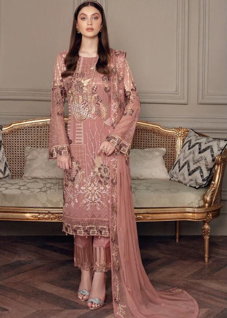 Pakistani Suit in Light Peach Color