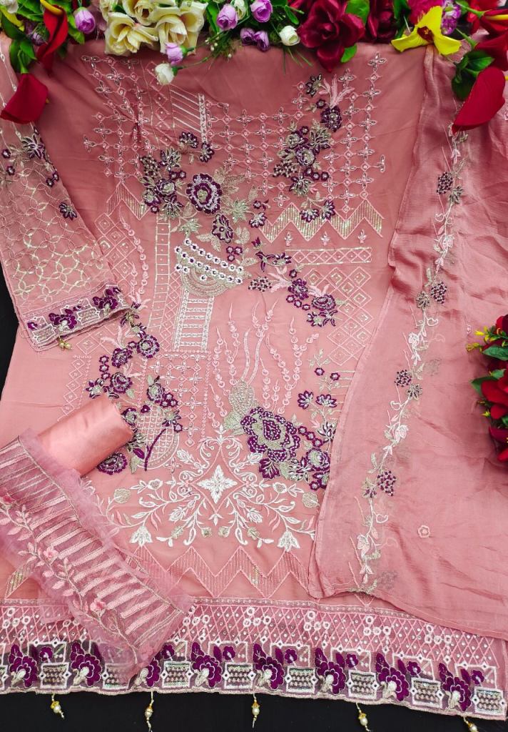 Pakistani Suit in Light Peach Color