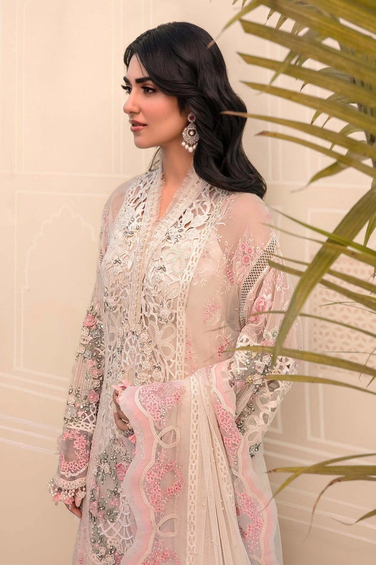 White Organza Pakistani Style Dress