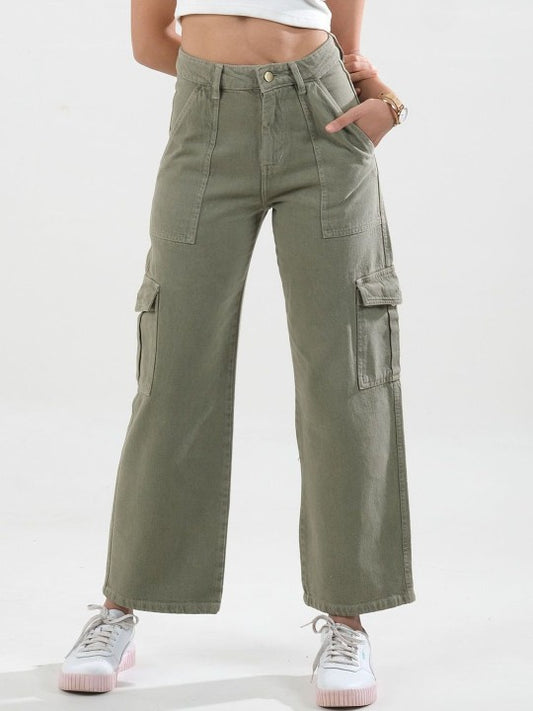 Women’s Flared High-Rise Cargo Trousers – Stylish Comfort & Versatile Fashion