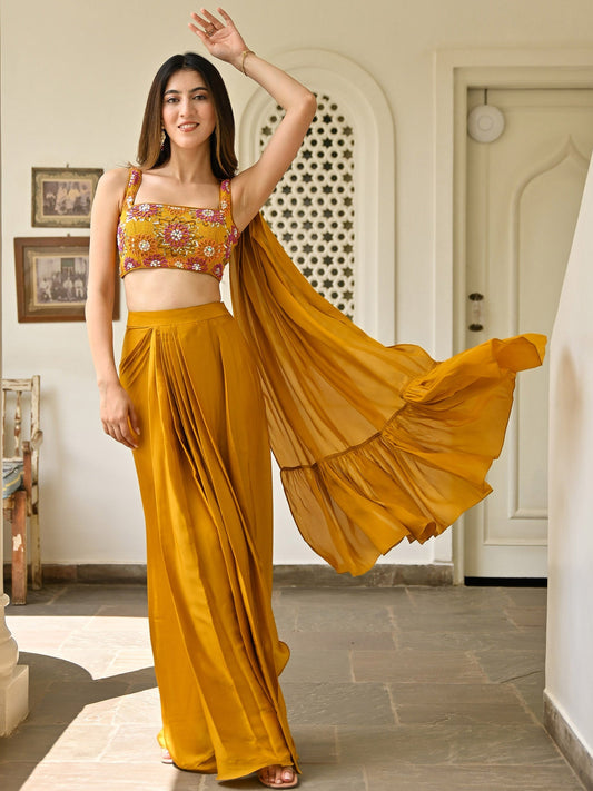 Mustard Skirt Top Set