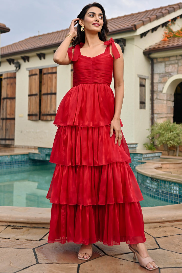 Amica Red Tier Dress