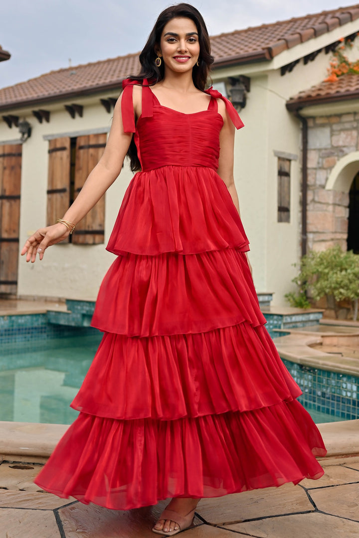 Amica Red Tier Dress