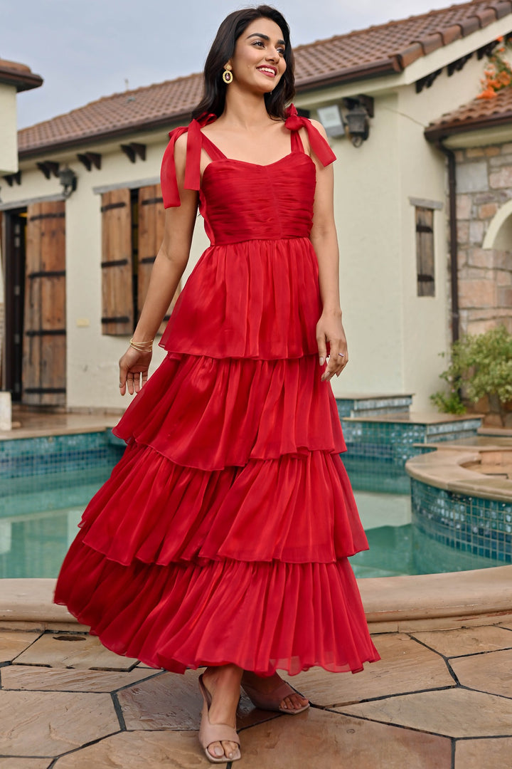 Amica Red Tier Dress