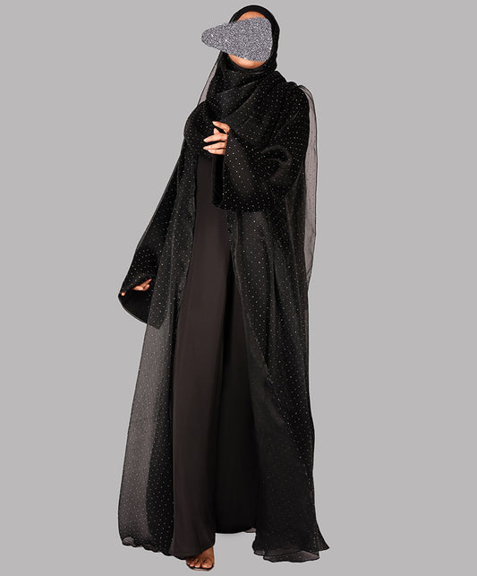 Sitara Black Abaya Elegant Modest Wear with Subtle Sparkle